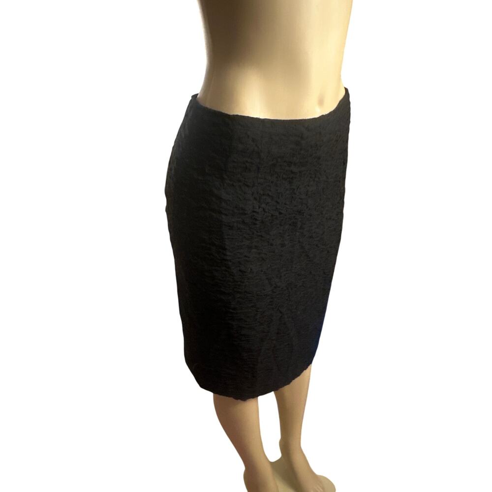 Women 10 Rickie Freeman Teri Jon Black Textured Pencil Straight Skirt Linen